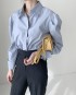 Ruched sleeve button blouse