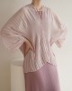 Pleated Crinkle Button Blouse