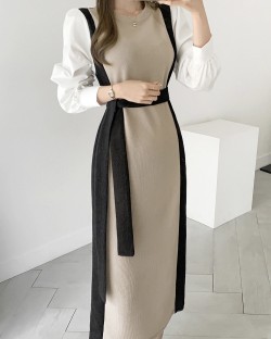 Combination Colorblock knit dress