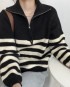 Stripe knit pullover with zipper