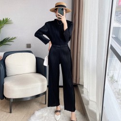 Pleated basic top and pants set