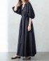 V-neckline puff sleeve dress