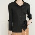 Pleated button blouse