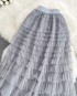 Long candy color ruffle skirt