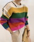 Rainbow stripe knit pullover