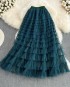 Long candy color ruffle skirt