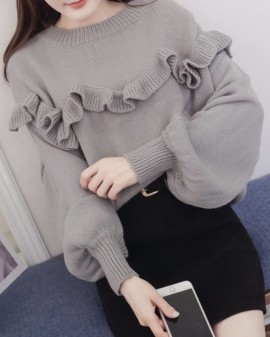 Ruffle knit pullover