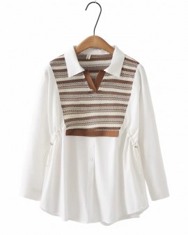 LM+  Combination stripe blouse