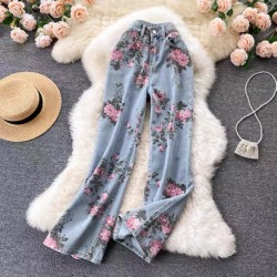 Floral Motif Jeans