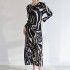 Pleated geometric swirl dress