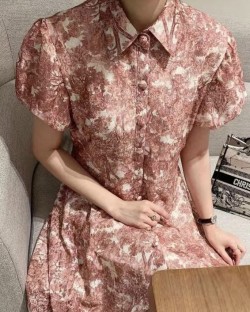 Floral motif long dress