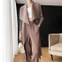 Pleated long waterfall cardigan