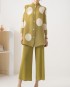 Pleated polka dot blouse and pants set