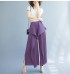 Pleated long asymmetrical layer pants