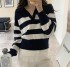 Collared stripe knit pullover