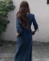 Denim dress with slit