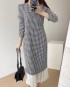 Checkered dress with pleatedd trim