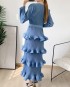 Pleated tiered ruffle dress