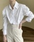 Ruched sleeve button blouse