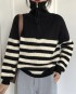 Stripe knit pullover with zipper