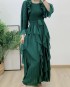 Pleated long ruffle dress