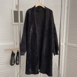 Fuzzy long knit cardigan