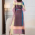 Pleated geometric kaftan dress