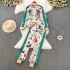 Flower motif jacket and pants set