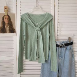 Knit button cardigan with shawl