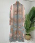 Pleated long motif cardigan