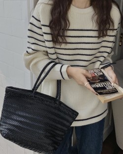 Stripe knit pullover