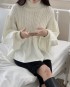 Combination mockneck knit pullover