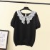 LM+  Lace Collar Knit Top