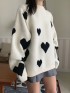 Oversized heart knit pullover