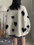 Oversized heart knit pullover