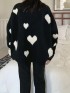 Oversized heart knit pullover