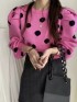 Polka dot knit pullover