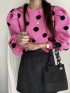 Polka dot knit pullover