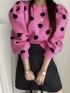 Polka dot knit pullover