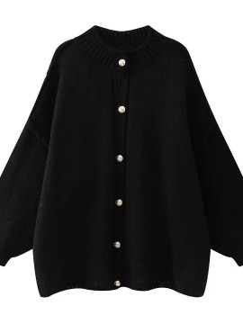 Oversized button knit cardigan