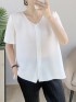 Pleated sheer button blouse