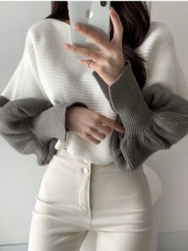 Boatneck short knit pullover