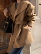 Open lapel coat with sash