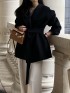 Open lapel coat with sash