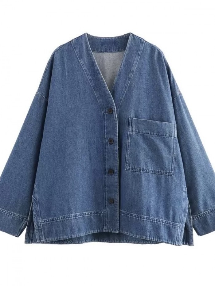 Denim button blouse