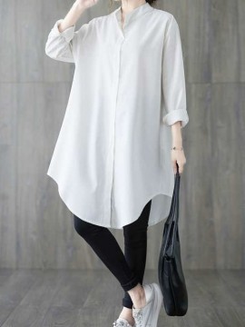 Long button tunic blouse