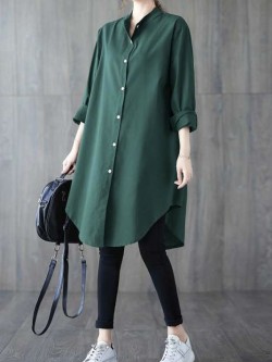 Long button tunic blouse