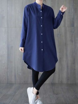 Long button tunic blouse