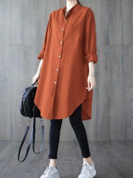 Long button tunic blouse