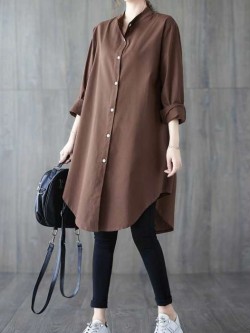 Long button tunic blouse